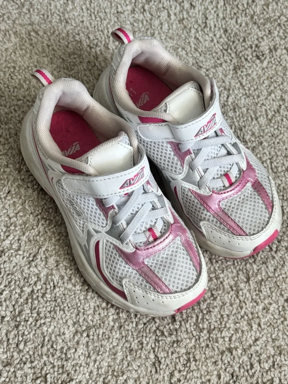 Avia White and Pink Kids Sneakers